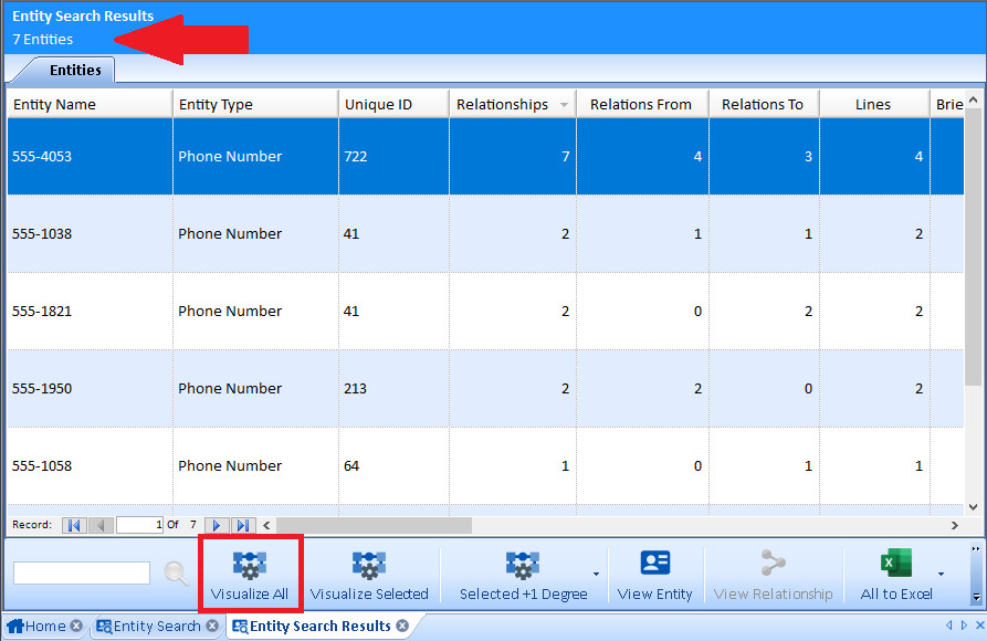 Entity Search Results